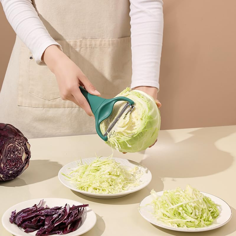 2Pcs Cabbage Peeler, Shredder Vegetable Peeler, Cabbage Shredder, Stainless Steel Sharp Blade, Non-Slip Hand Guard Design, Suitable for Cabbage, Purple Cabbage and Other Vegetables, Dark Green image number 6