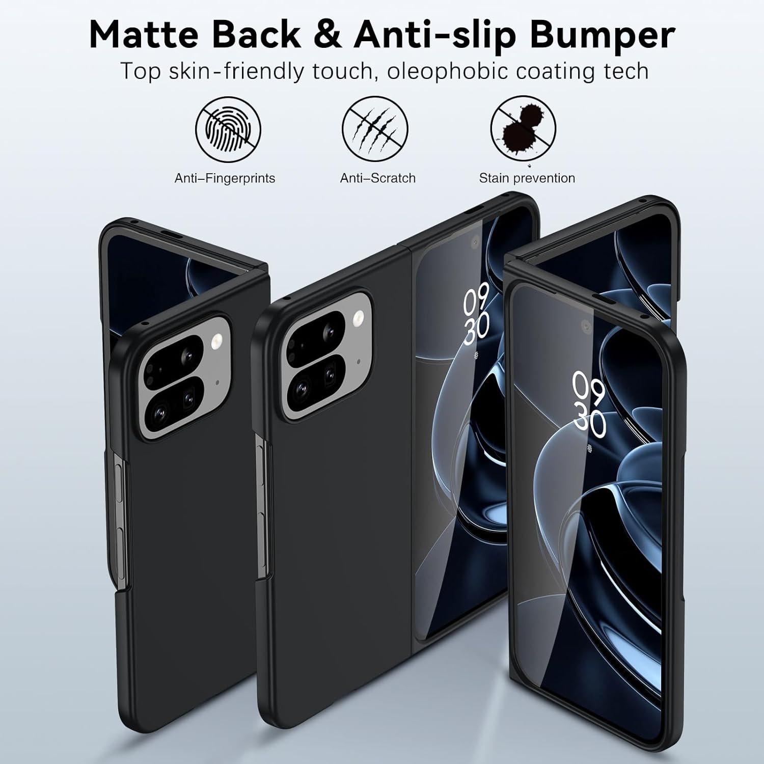 DUEDUE Case for Google Pixel 10 Pro Fold with Screen Protector, Military-Grade Shockproof Protective Slim Anti-Fingerprint Resistant Hard PC Protective Cover for Google Pixel 10 Pro Fold, Black