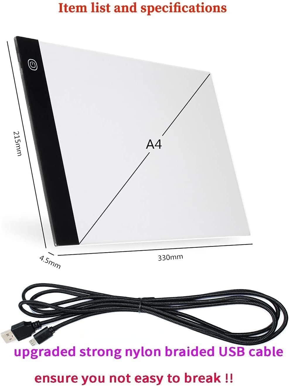 A4 Ultra-Thin Portable LED Light Box Tracer USB Power LED Artcraft Tracing Light Pad Light Box for Artists,Drawing, Sketching, Animation image number 3