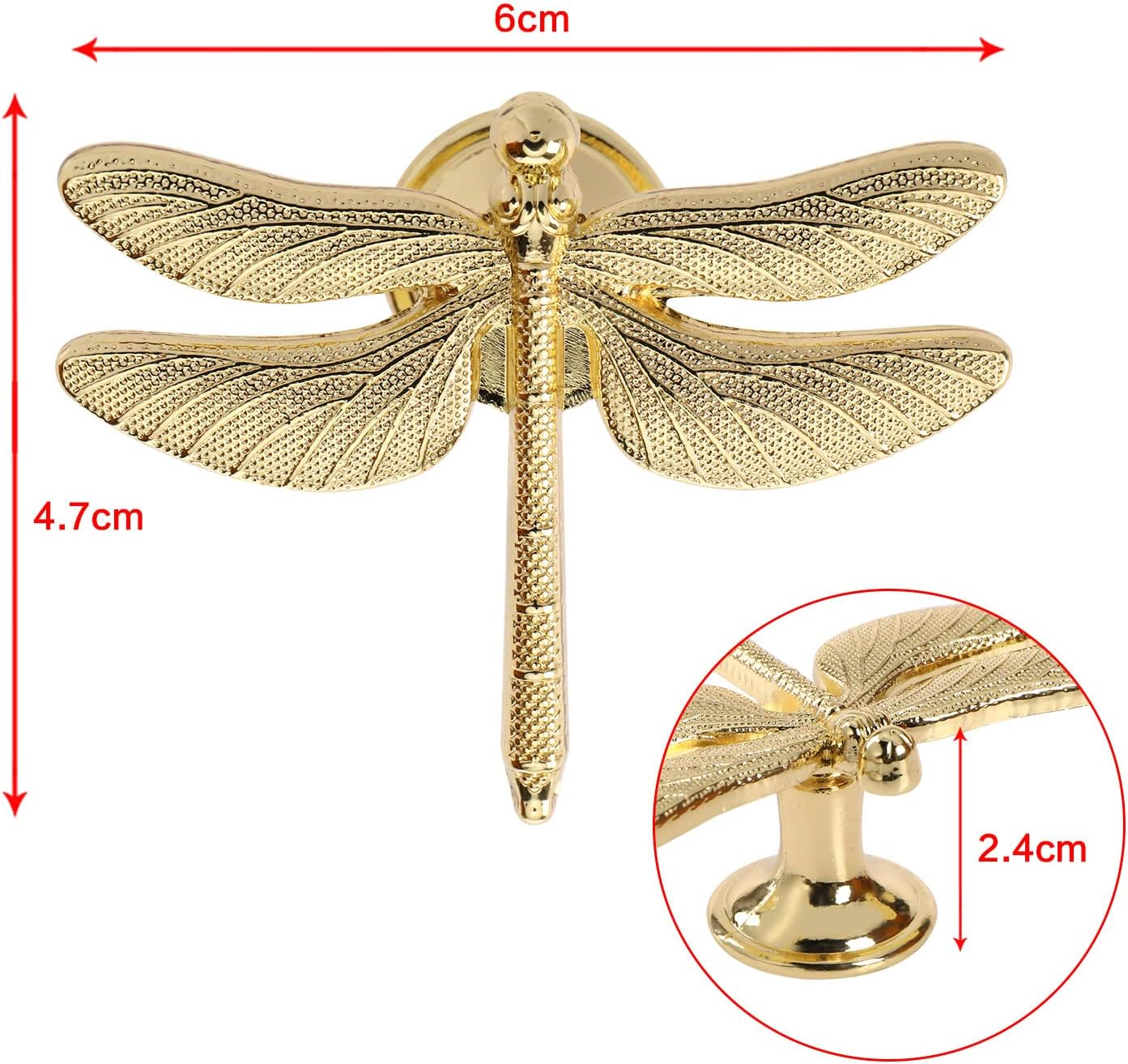 SING F LTD 4PCS Dragonfly Knobs Handles Unique Dragonfly Shape Decorative Handles with Mounting Screws Furniture Hardware Accessories for Cabinet Wardrobe Drawer Dresser Gold image number 4