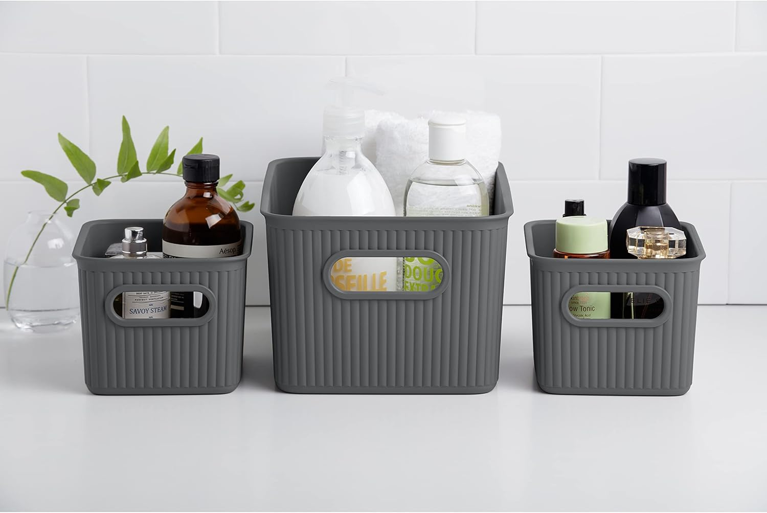 Tatay Set 4 Storage Boxes Baobab 1,5L Capacity, Polypropylene BPA Free, Anthracite Grey. Measures 12,5 X 16,4 X 24,5 Cm image number 2