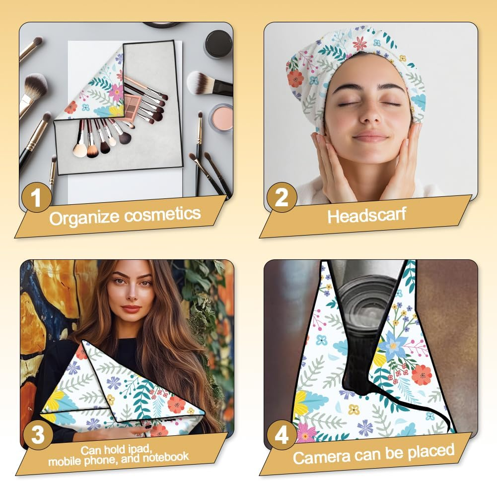 Doodlream 2 Sheets Travel Makeup Bags, Self-Adhesive Magic Cloth Wildflower Cosmetic Bag, Reusable Portable Lay Flat Cosmetic Pouch, Protective Wrap for Camera Lens Electronics (50Cm/35Cm) image number 6