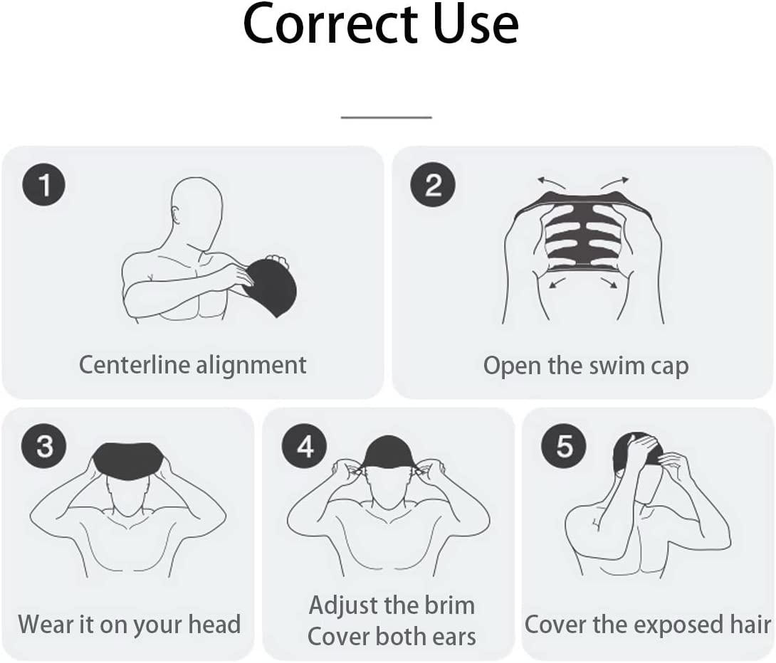 Swim Caps Swimming Bathing Hat Lycra Fabric PU Coating Elastic Waterproof Unisex Adult with Earplugs Nose Clip image number 4