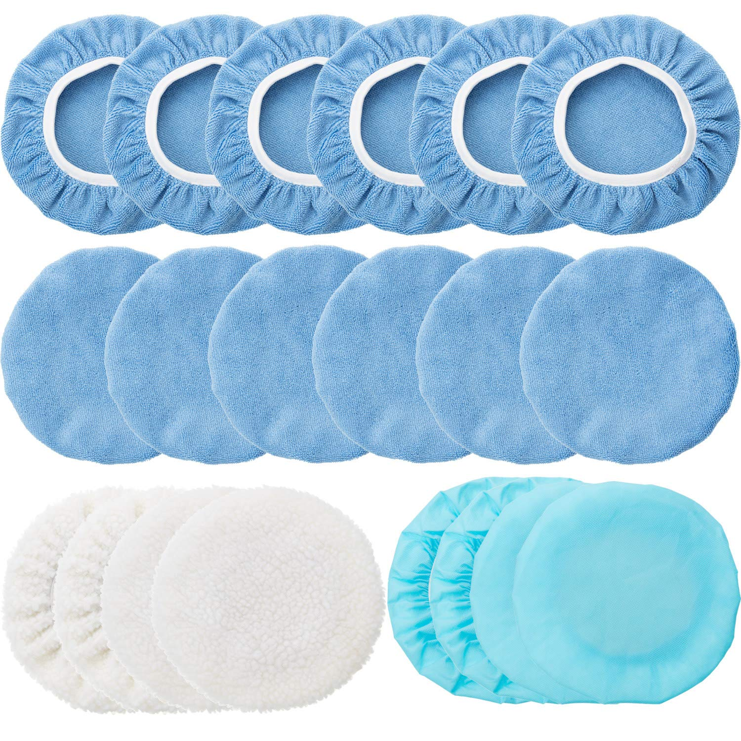 20 Pieces Car Polisher Pad Bonnet Microfiber Max Baxer Bonnet Polishing Bonnet Buffing Pad Cover (5-6 Inches) image number 4