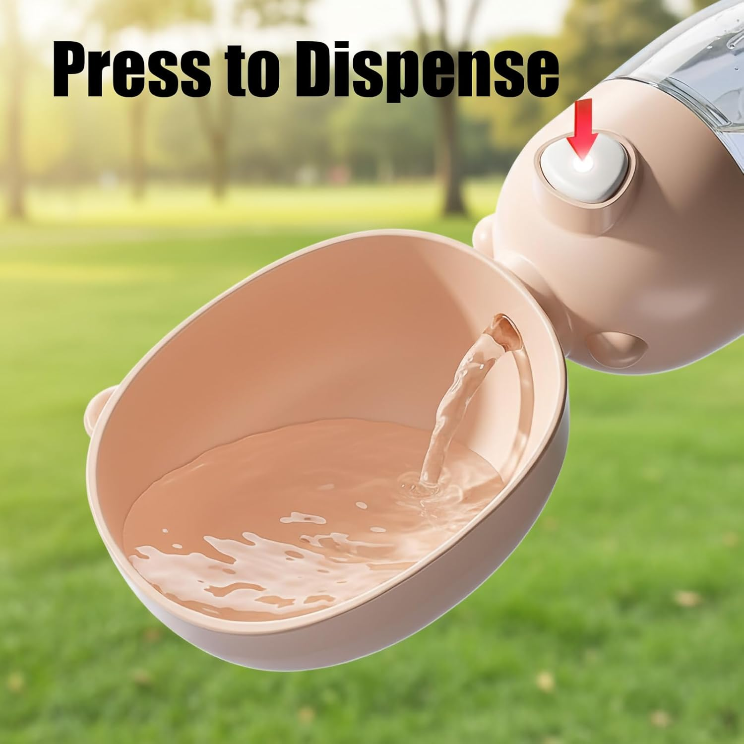 LMX Portable Dog Water Bottle, Outdoor Pet Water Bottle, Cup Dish Bowl Dispenser for Dogs Cats Walking Hiking Traveling (Beige, 400Ml+200Ml(S/M)) image number 5