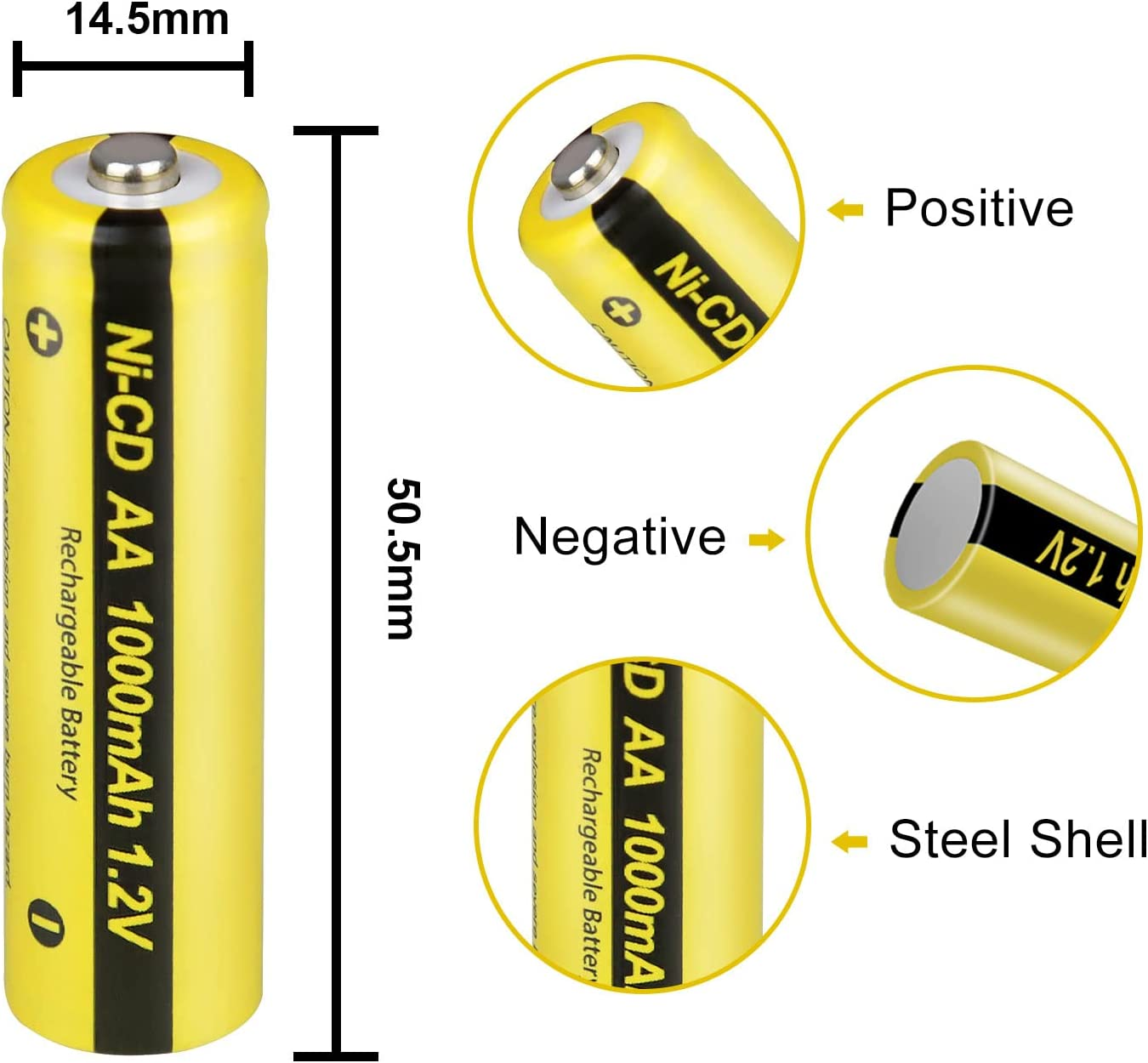 1.2V AA 1000Mah NI-CD Rechargeable Battery Button Top for Garden Landscaping Solar Lights 12Pcs image number 5