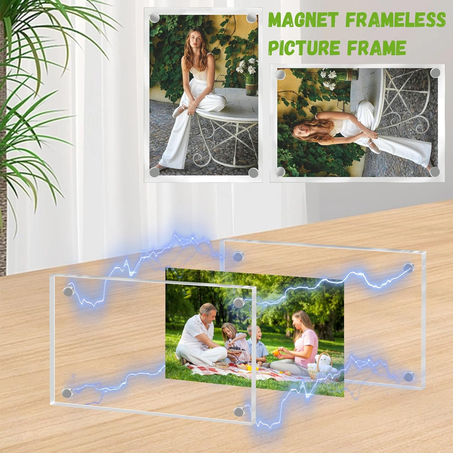 10 Pack Magnet Picture Frames for Fridge, Acrylic Clear Picture Frame Polaroid Frames for Refrigerator Magnet Double Sided Photo Display for Instax Mini Frameless Frame, 2.36"X3.54" image number 3
