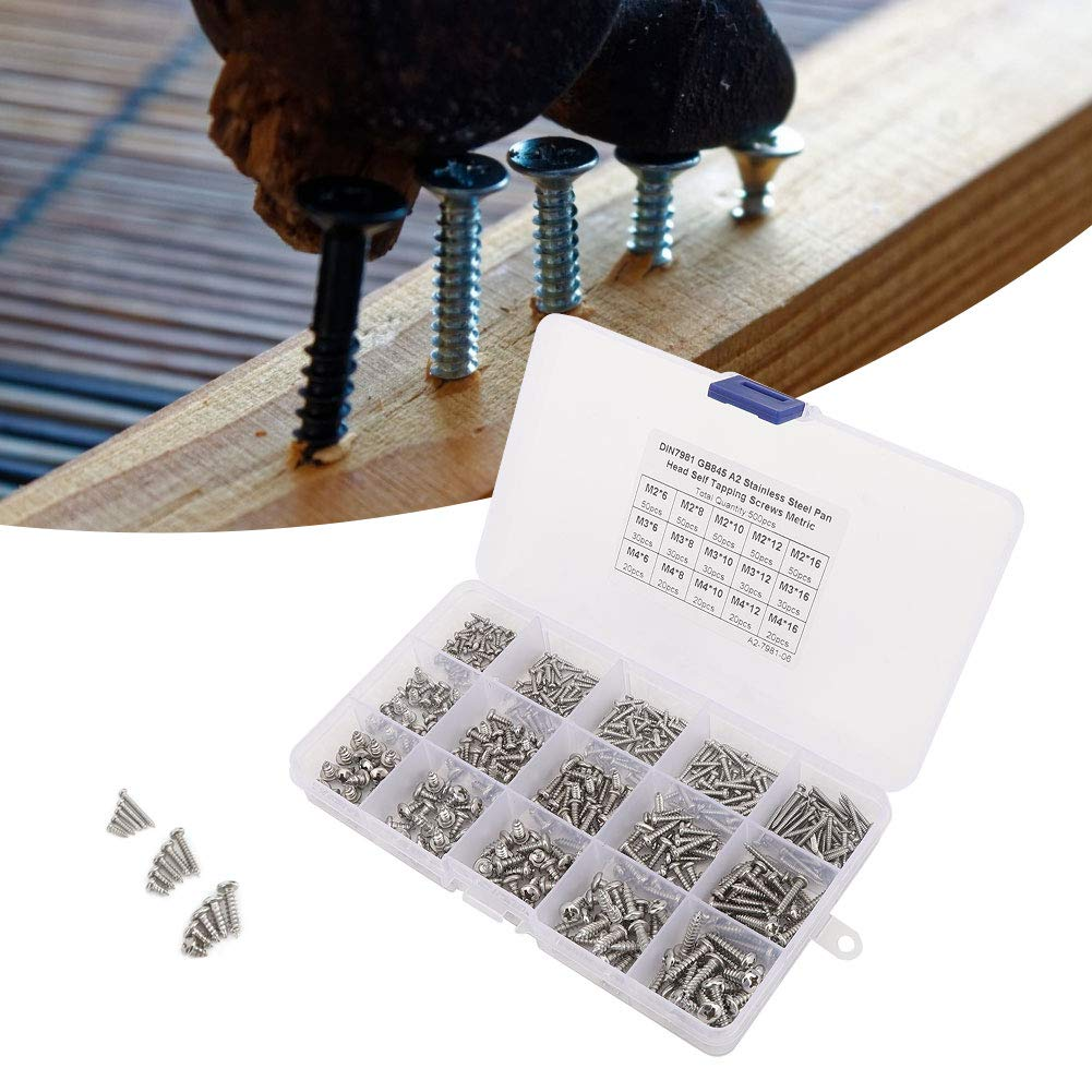 Philips Screws Assortment Set, 500PCS M2 M3 M4 Self-Tapping Micro Screws in 15 Sizes for Computer Glasses Repairing, Carbon Steel Black Precision Screws Kit with Organizer Box image number 6