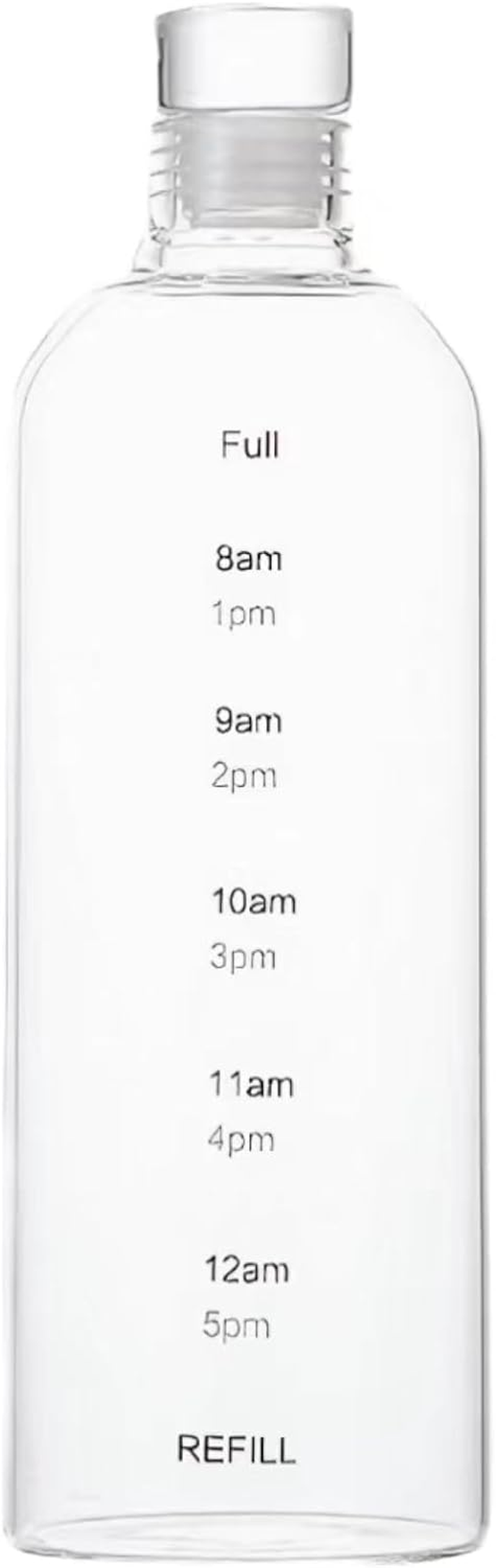 HENGFEI Borosilicate Glass Drink Bottle 1L, Clear Glass Water Bottle with Time Markings and Travel Sleeve, Glass Lid. (1 Litre Transparent)