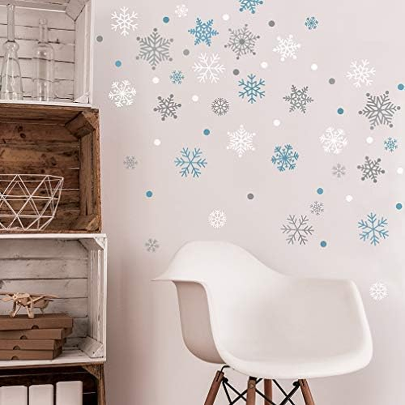 Paper Riot Co. Peel-And-Stick Assorted Snowflake Frozen Theme Holiday Vinyl Wall Decal Set, 186 Count image number 5