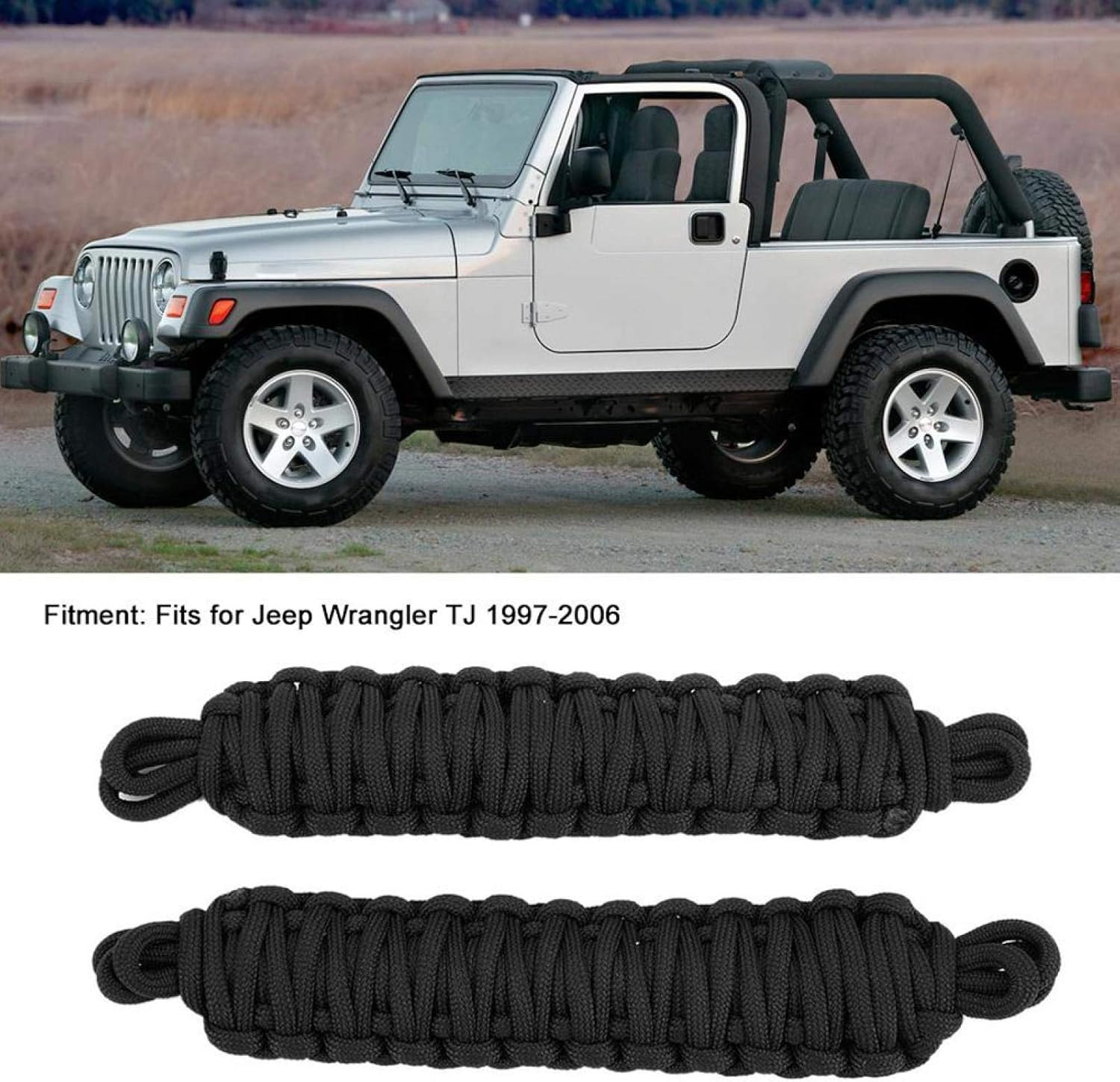 Car Door Limiter, Firm and Durabe Adjustable Practical Compact Size Door Limiting Strap for TJ 1997-2006 for Jeep Wrangler(Black)