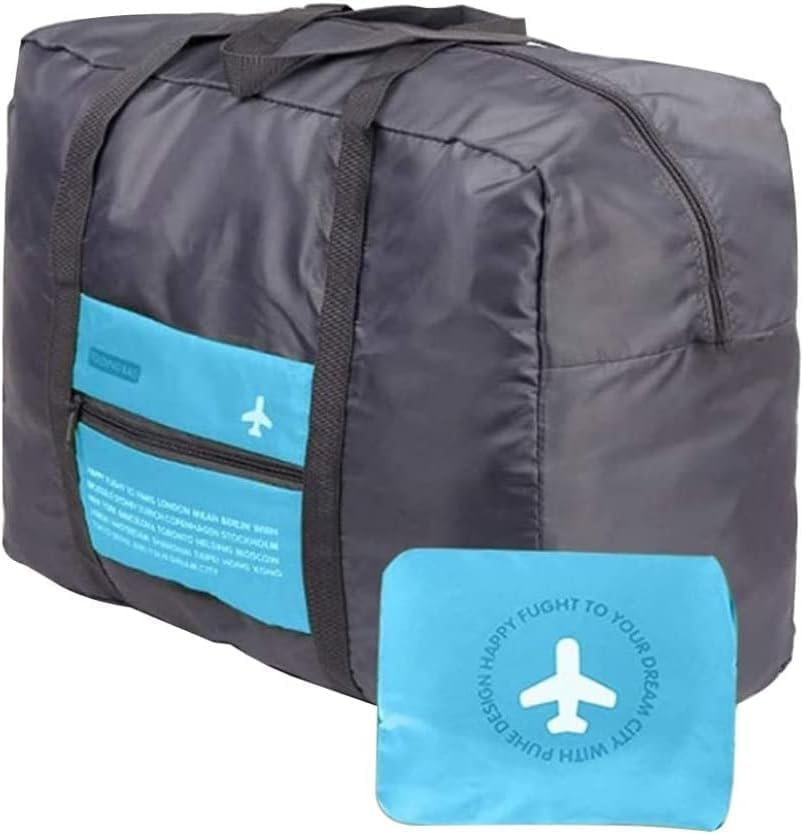 Foldable Travel Duffel Bag Waterproof Nylon Luggage Carry Pouch Lightweight Holiday Bag Rose Red Sports Duffels image number 5