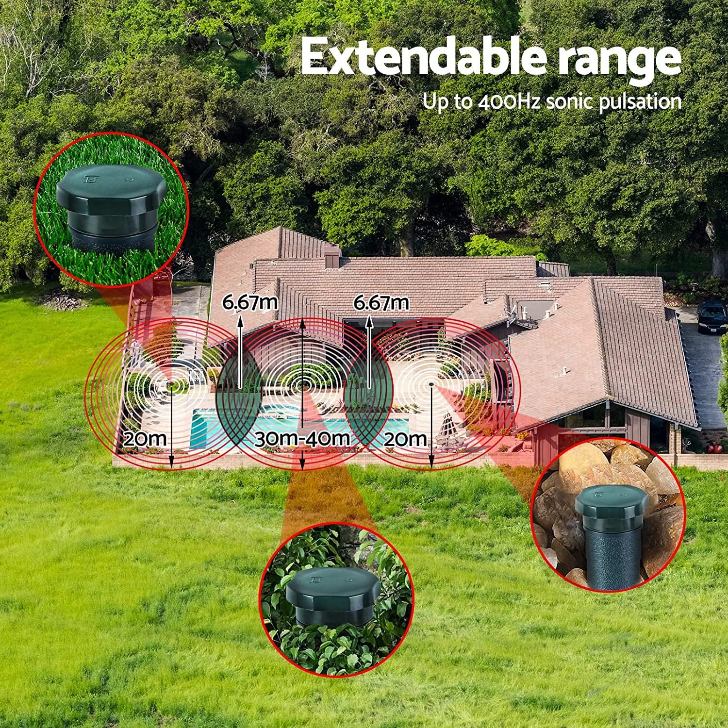 Gardeon Snake Repeller 6X Multi Pulse Ultrasonic Battery Powered Pest Repellent image number 1