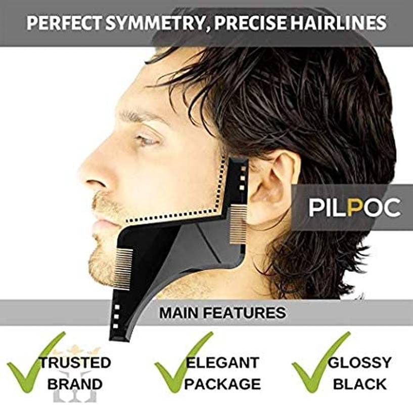 Ashintar Beard Shaper,Beard Shaping Tool Template,Double-Sided Beard Comb Facial Hair Trimmer for Men