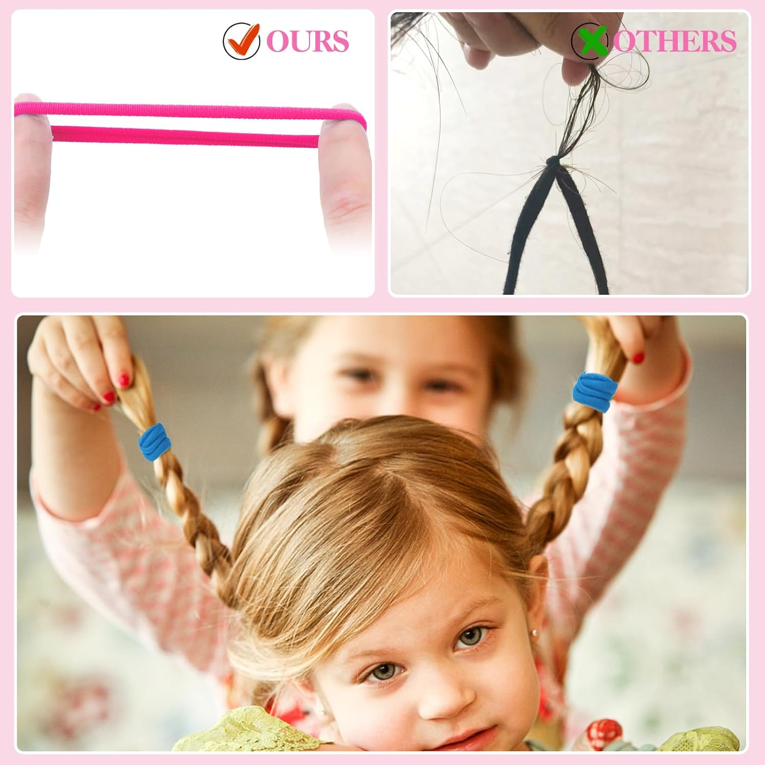 Aurorayer Pack of 100 Girls Hair Bobbles, 4.3 Cm Large Seamless Colourful Elastic Hair Bobbles for Women with Comb for Girls, Women'S Hair image number 2