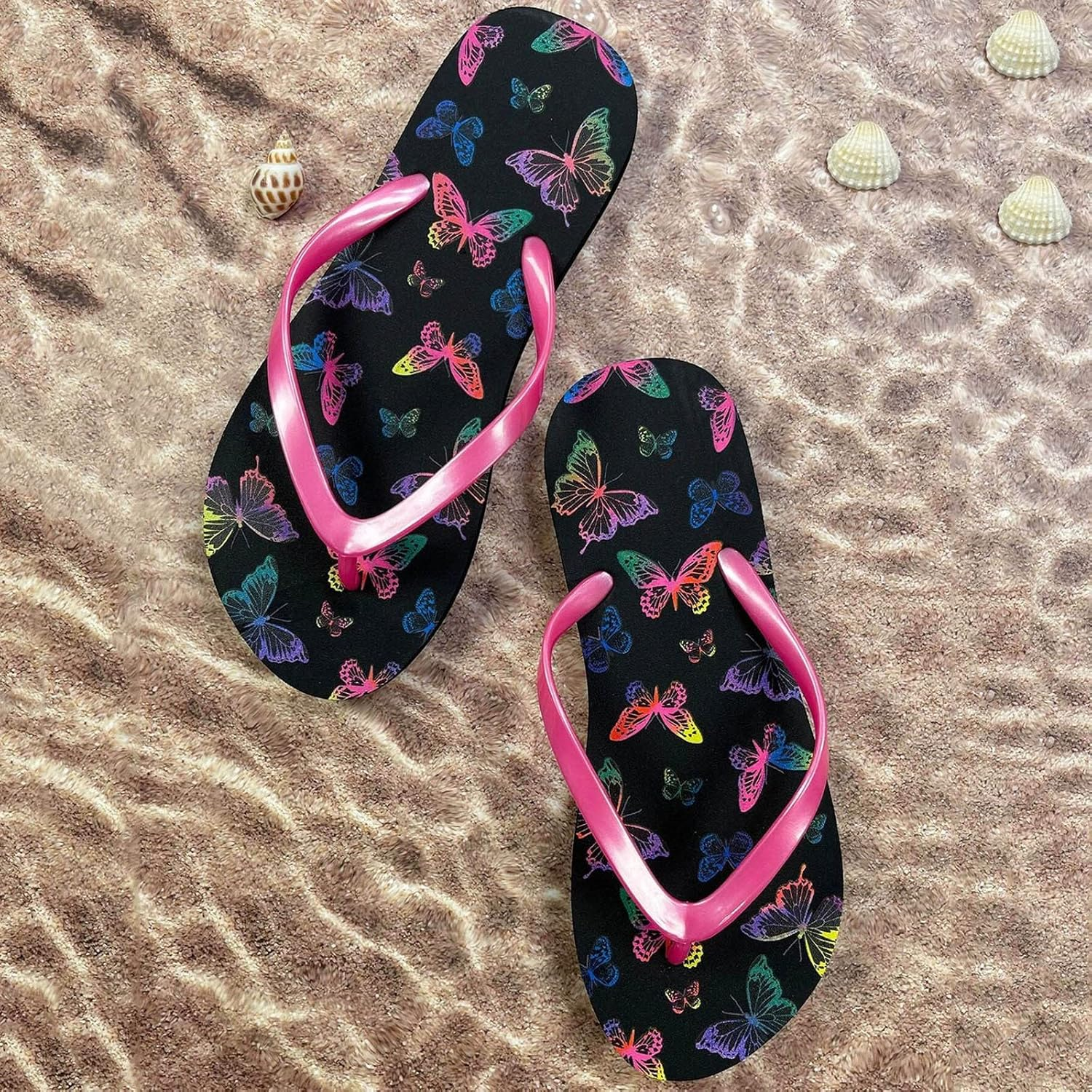 Men'S Flip Flops Closed Toe Flops Flat Flip Flops Beach Sandals Fashion Sandals Flat Summer Beach Slippers Women Sandals with Arch Support New Leather Wedged Sandal Women Size 9 image number 4