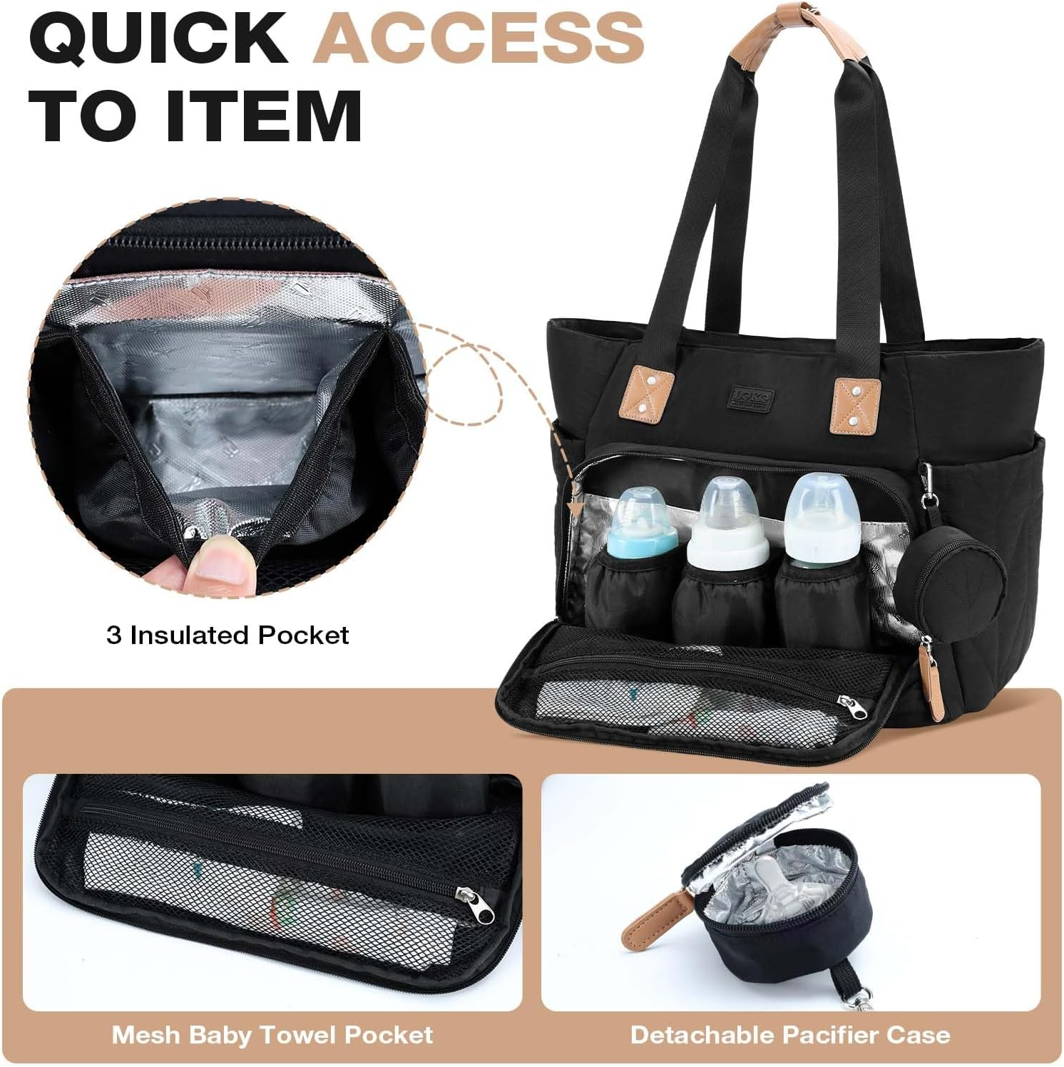 Lekesky Changing Bag with Dummy Bag and Changing Mat, Large Travel Nappy Bag for Mum and Dad, Multifunctional Baby Bag for Boys and Girls