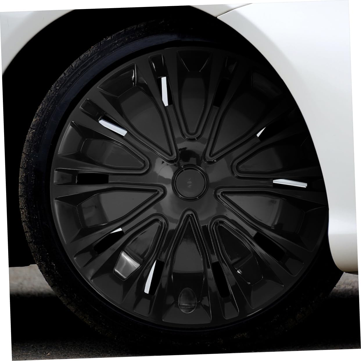 GANAZONO 15 Inch Automotive Wheel Hub Covers Car Hubcaps Full Black Decorative Universal Replacement Hub Caps for Vehicle Wheels image number 6