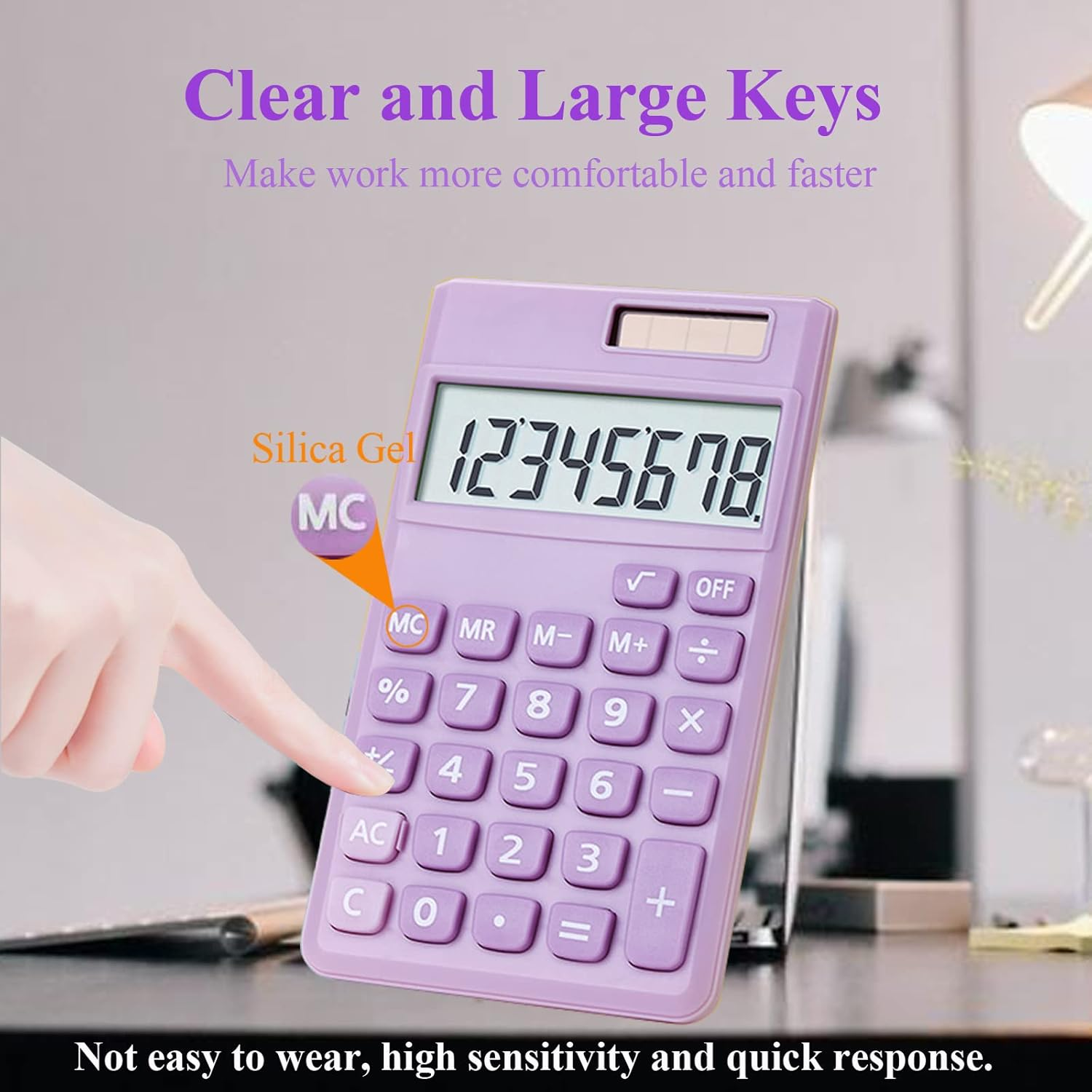 Seaciyan Basic Calculator, Desktop Cute Pocket Size Mini Calculators for School, Office, Home (Purple) - Purple image number 2