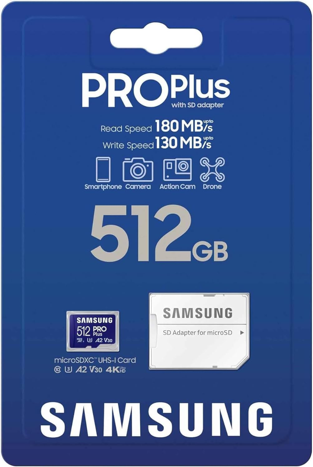 Samsung PRO plus Microsd Card + SD Adapter 512GB for Mobile Gaming on Smartphones, Tablets and Handheld Consoles, UHS-I U3, Full HD & 4K UHD, 180Mb/S Read, 130Mb/S Write, MB-MD512SA/EU image number 4