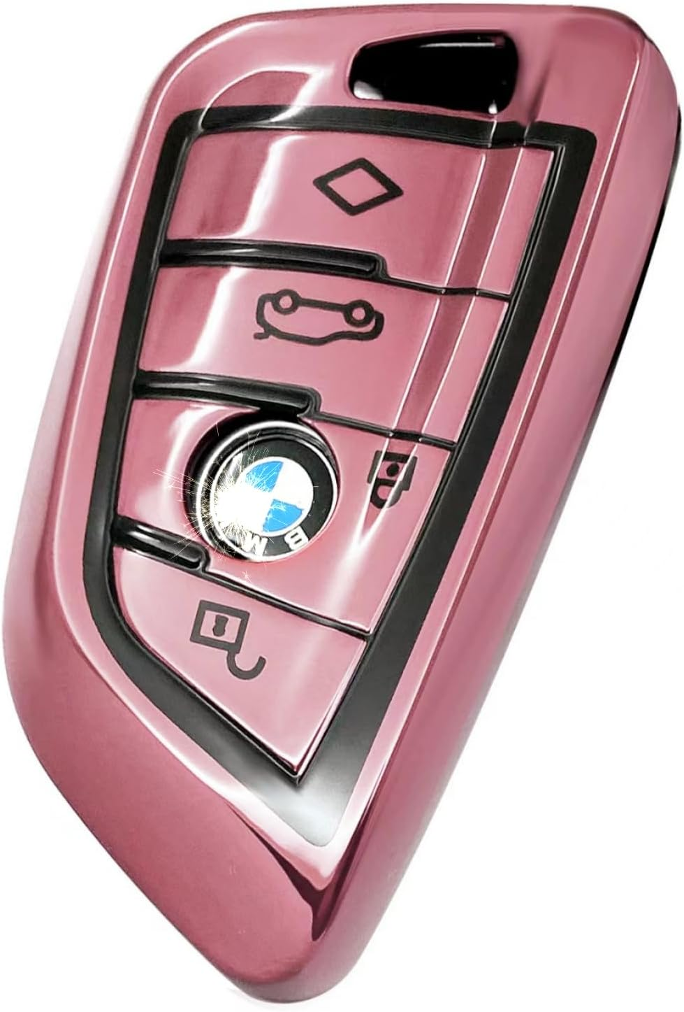 Creativity Suitable for BMW Key Fob Cover. Advanced Soft TPU Key Box Is Compatible with F30 F45 F55 G20 G30 X1 X3 X4 X5 X6 X7 3 5 6 7 8 M5 M6 GT Series Smart Key (Type B Pink Single Key Case) image number 2