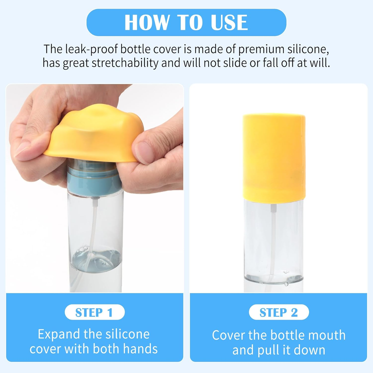 Silicone Bottle Covers for Travel，8 Pack Elastic Sleeves Leak-Proof Travel Toiletries Caps, Lightweight Reusable Travel Accessories for Luggage for Women Men for Travel Size Toiletries