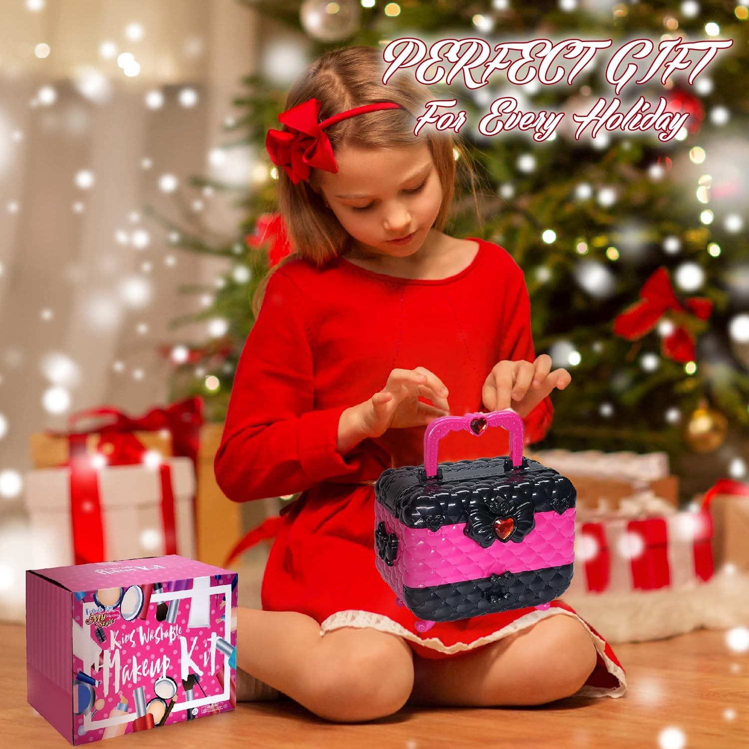 Kids Makeup Kit for Girl - Safe and Washable Makeup for Kids, ,Toys for Girls, Princess Birthday Gifts for 4 5 6 7 8 9 Year Old Girls (Rose) image number 2