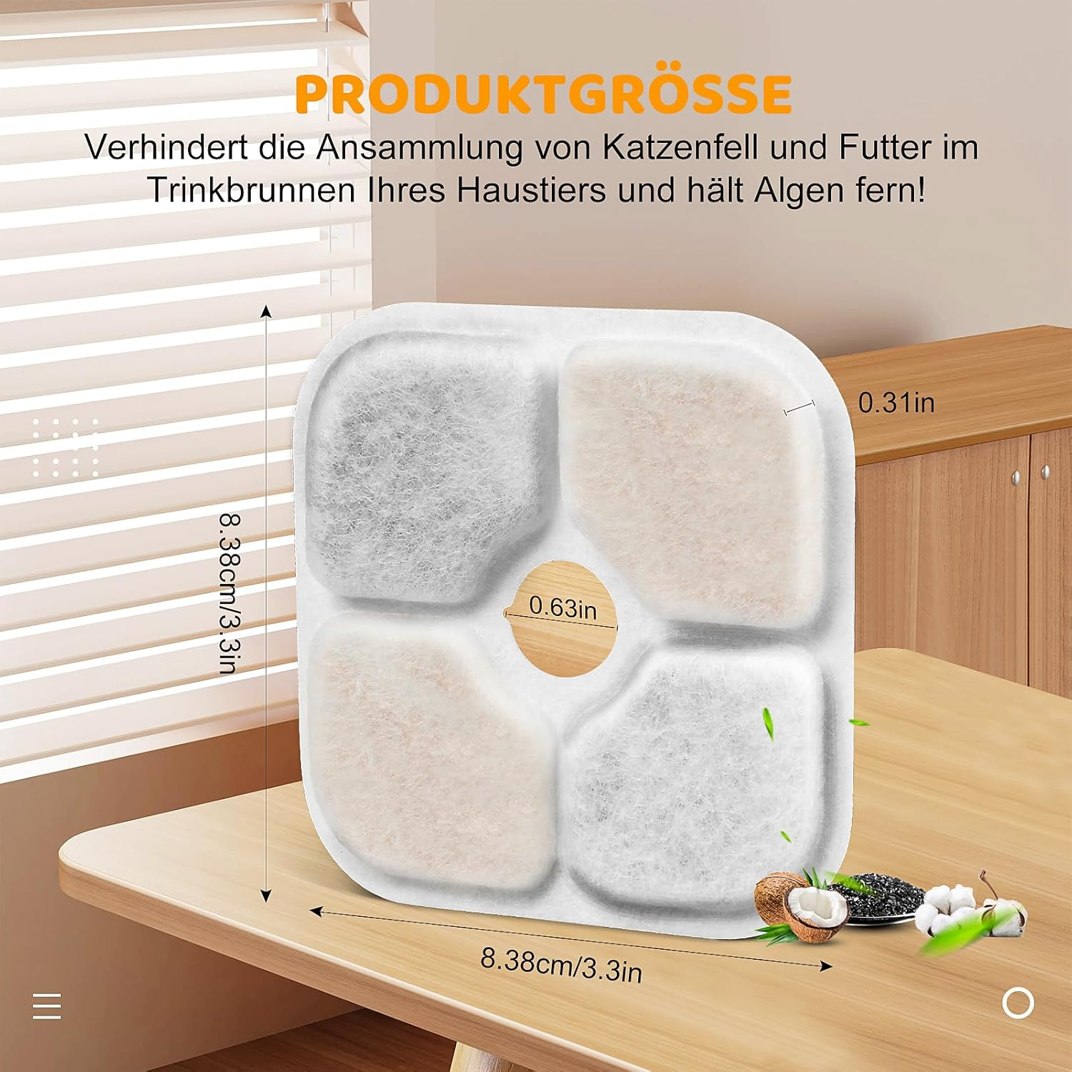 Pack of 16 Cat Fountain Filters for Catit Pixi Drinking Fountain with 2 Hoses, Triple Filter System Replacement Filter with Resin and Activated Carbon image number 6