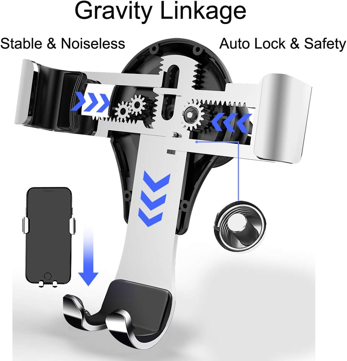 Phone Holder for Audi A3, 360&deg; Rotation Gravity Auto Lock Stable No Jitter Easy Mount Aluminum Alloy Vehicle Mobile Phone Stand Mount for Audi A3 / S3 2014-2019 - Black image number 4