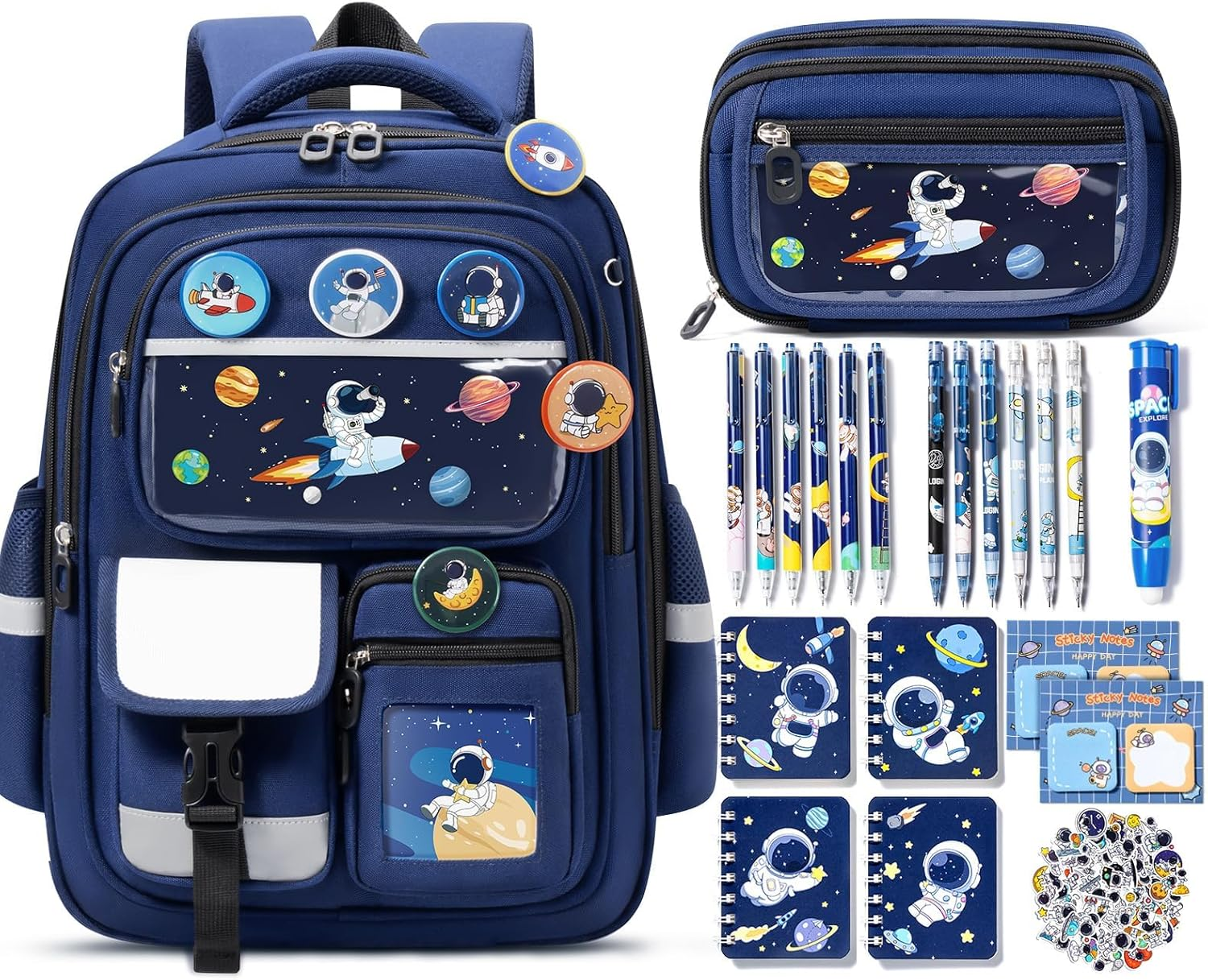 Fimibuke Kids School Backpack for Girls Boys, Cute Toddler Backpack School Supplies with Bookbag Pencil Pouch Stationery Set, Panda, Large