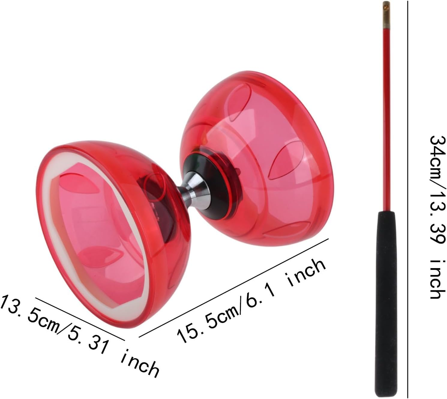 EHJRE Diabolo Toy Set with Sticks and Ropes for Juggling Fun for Kids and Adults, L Red - L Blue image number 2