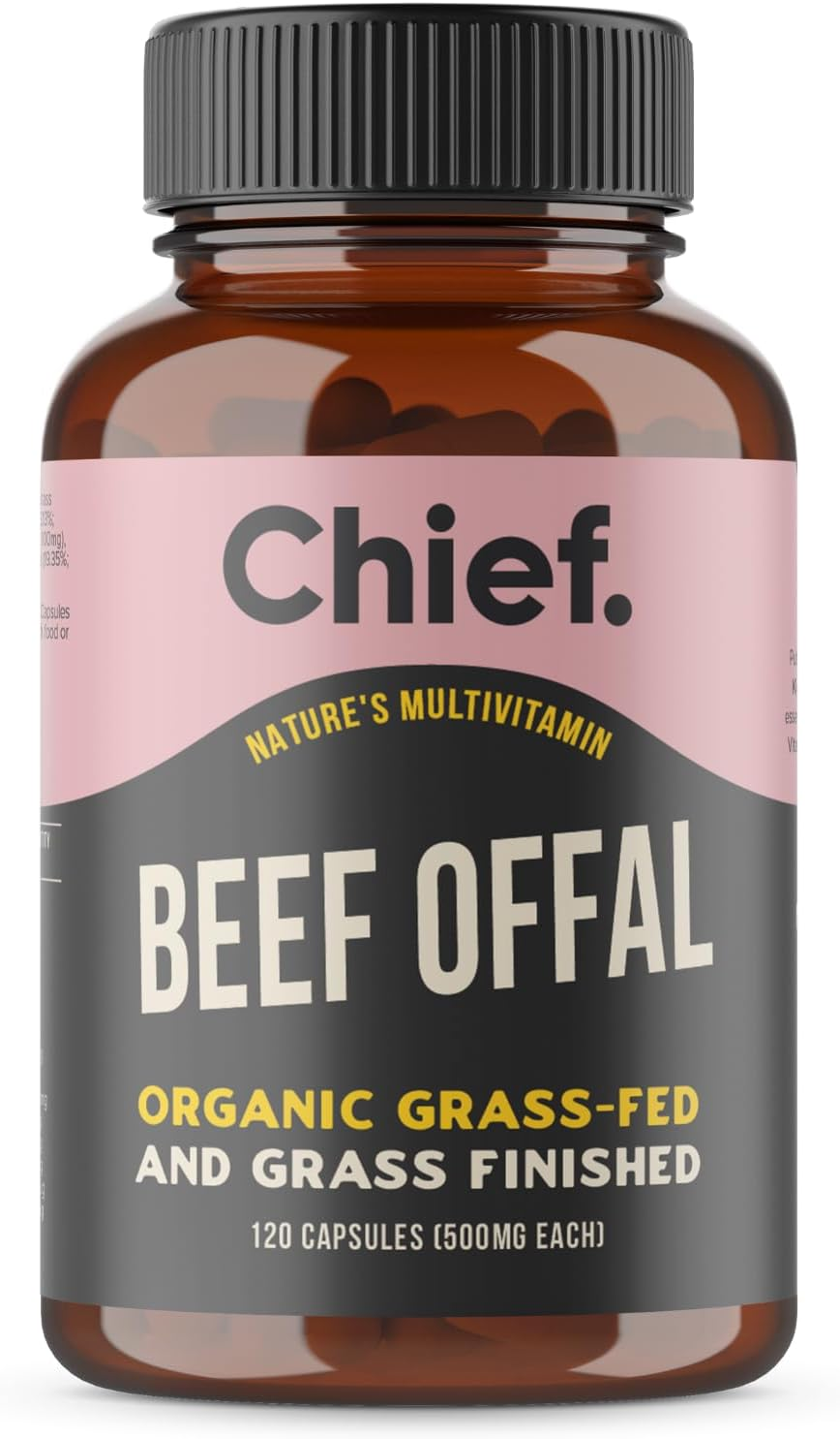 Chief Organic Beef Offal Supplement, Natural Multivitamin, 100% Grass-Fed Aussie Cattle, High in Copper & Heme Iron, No Antibiotics or Hormones, 120 Capsules image number 2