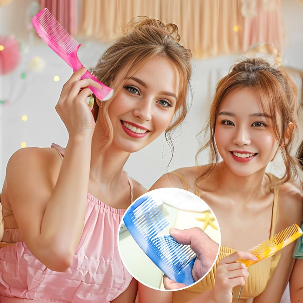 Pink Hair Comb Set, Wide Tooth, Fine Tooth, Rat Tail, and Dual Comb for Long, Curly, Wet and Smooth Hair without Tangles(Color:Pink) image number 6