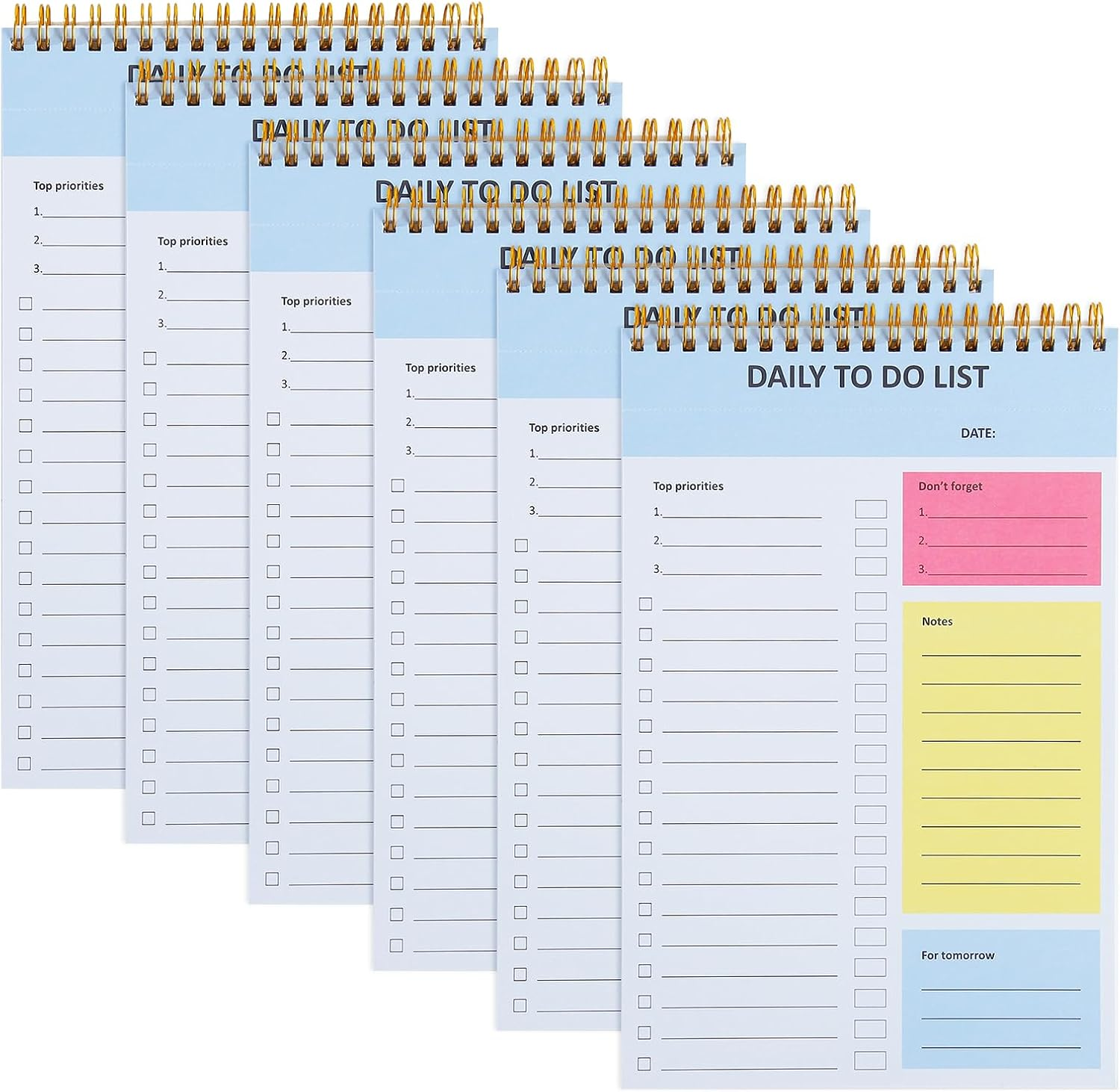 TRASEXTRA 62 Sheets,6 Pack,To Do List Notebook for Work Undated Daily Efficiency Organization Planner Daily Planner Pad 9.8X 6.5In,One Sheet per Day for One Year