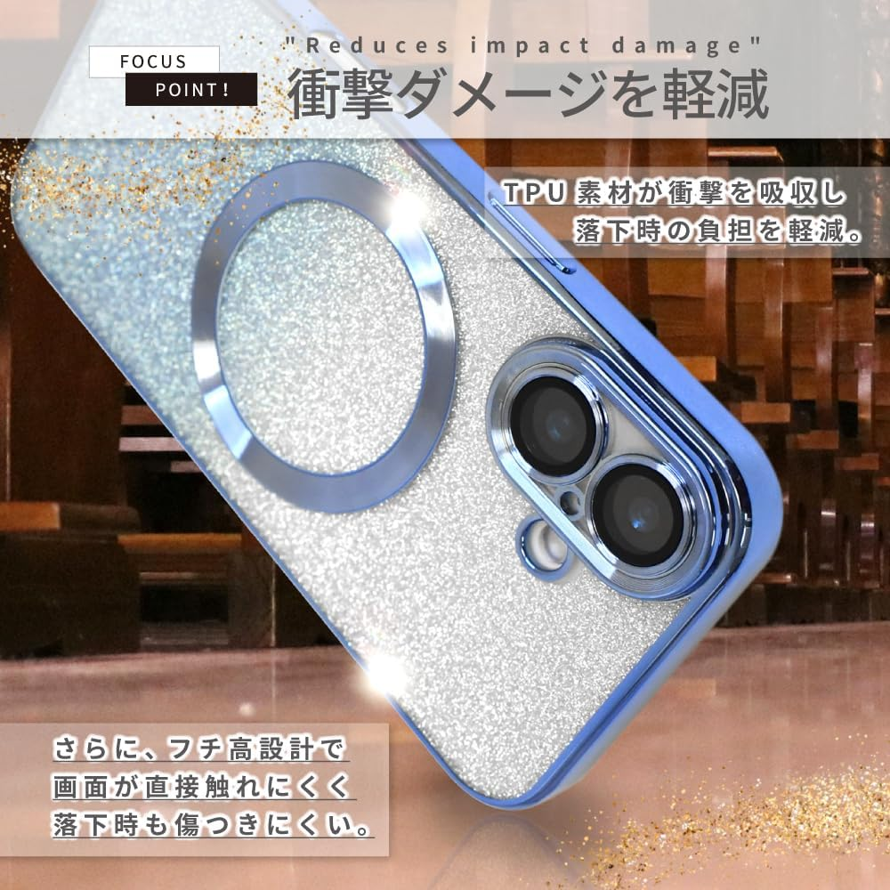 Sizkawil Re Iphone 16E Case, Magsafe Compatible, Sparkling, Lens Protection Cover, Wireless Charging, Shockproof, Hybrid 6, Smartphone Case, Pack of 1, Glitter Dark Purple image number 1