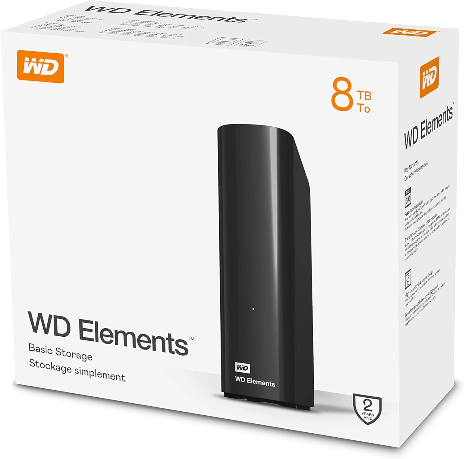 Western Digital WD Elements Desktop 8TB USB 3.0 3.5" External Hard Drive - Black Plug & Play Formatted NTFS for Windows 10/8.1/7 image number 4