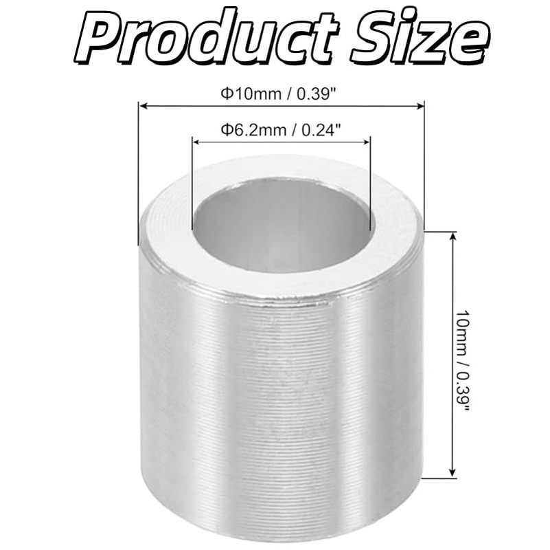 10PCS M6 Aluminum Spacers - 6.2Mm ID X 10Mm OD X 10Mm L round Metal Standoffs for 1/4 Inch or M6 Screw Bolts, Precision Machined Spacer Kit image number 4