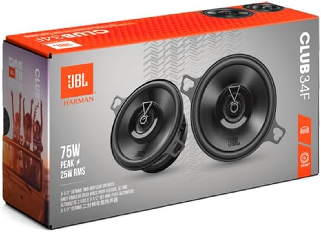 JBL Club 34F Gen 3-87 Mm Car Speaker Set by Harman Kardon for a Superior 9 Cm Box Upgrade - 25 W RMS 75 W Max, High Sensitivity, Intense Bass and Impressive High Frequency Response image number 2