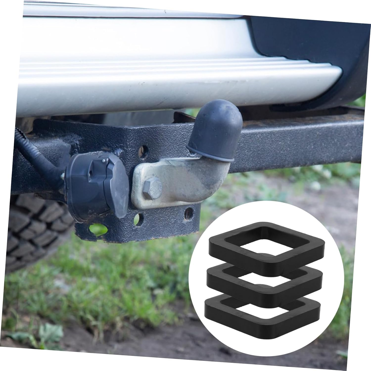 ULTECHNOVO 3Pcs Hitch Rattle Stopper Trailer Cushion Pad 2 Inch Noise Absorbing Rubber Buffer for Reducing Trailer Rattle Compatible Towing Hitches image number 1