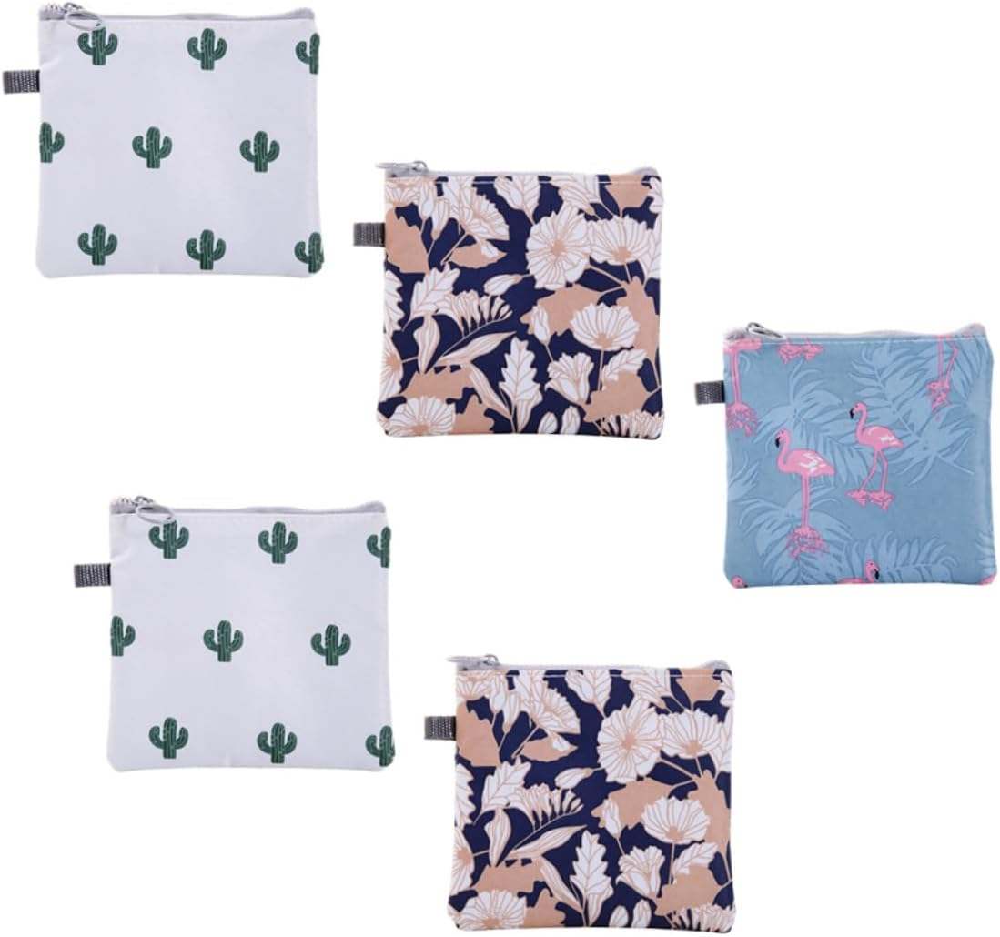 Ipetboom 10Pcs Chic Coin Bags Portable Change Bags Adorable Sanitary Napkin Pouches for Travel Zipper for Lipstick and Change for Toiletries image number 1