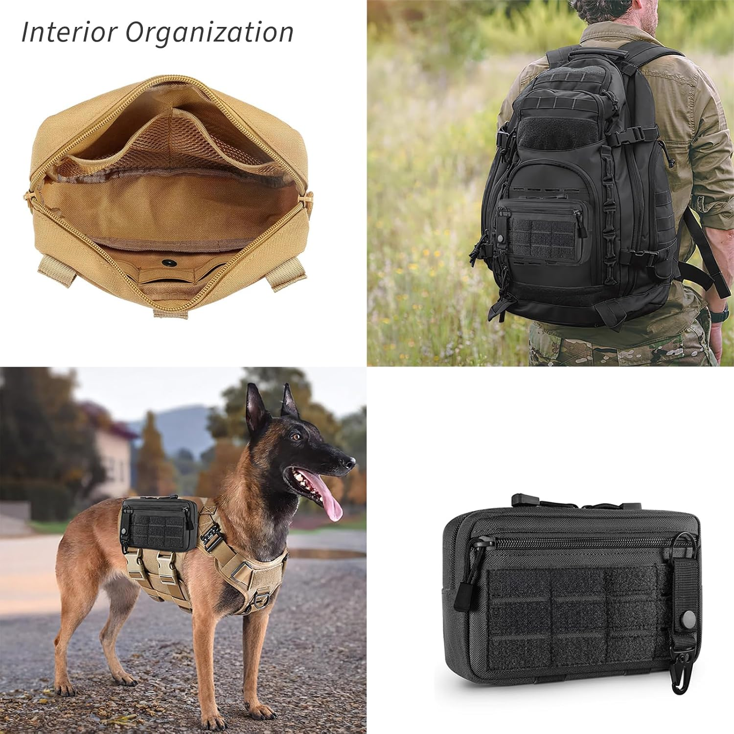 Molle Panel Tactical Car Seat Organiser, Tactical Car Seat Back Organizer with 5 Detachable Molle Pouches, Auto Accessory Vehicle Storage Universal Fit (Style II) - Style Iii image number 7