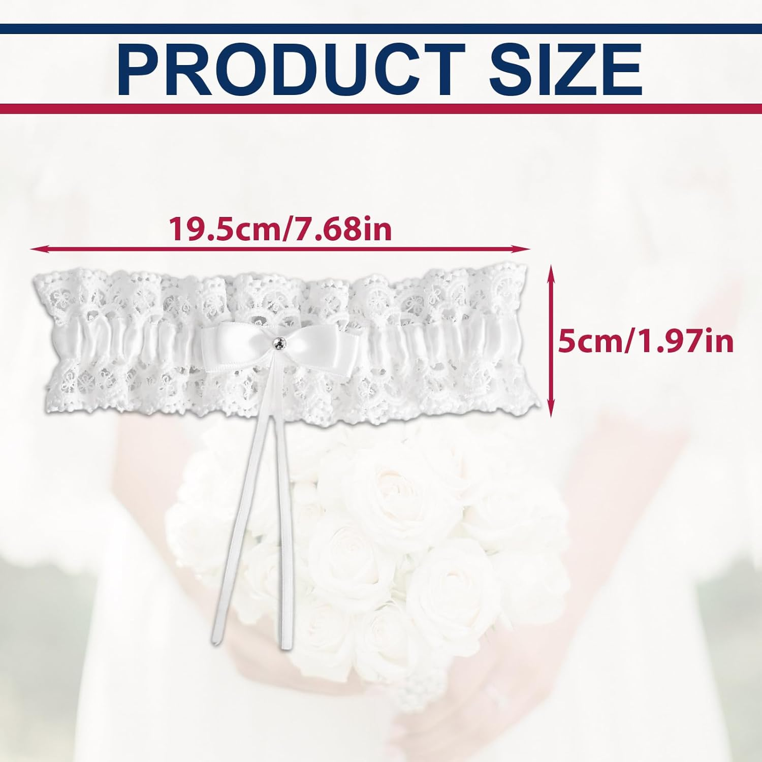 Bride Wedding Garter, Bow White Lace Stretchable Leg Garter Elegant Wedding Accessories for Women Girls Bridal Shower Parties