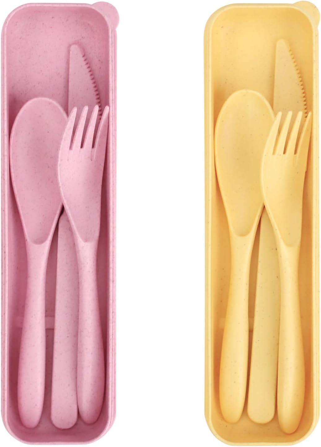 Large Reusable Utensils Set with Case, 2 Sets Portable Cutlery Set for Adults, Travel Fork Spoon Knife for Camping Work Picnic