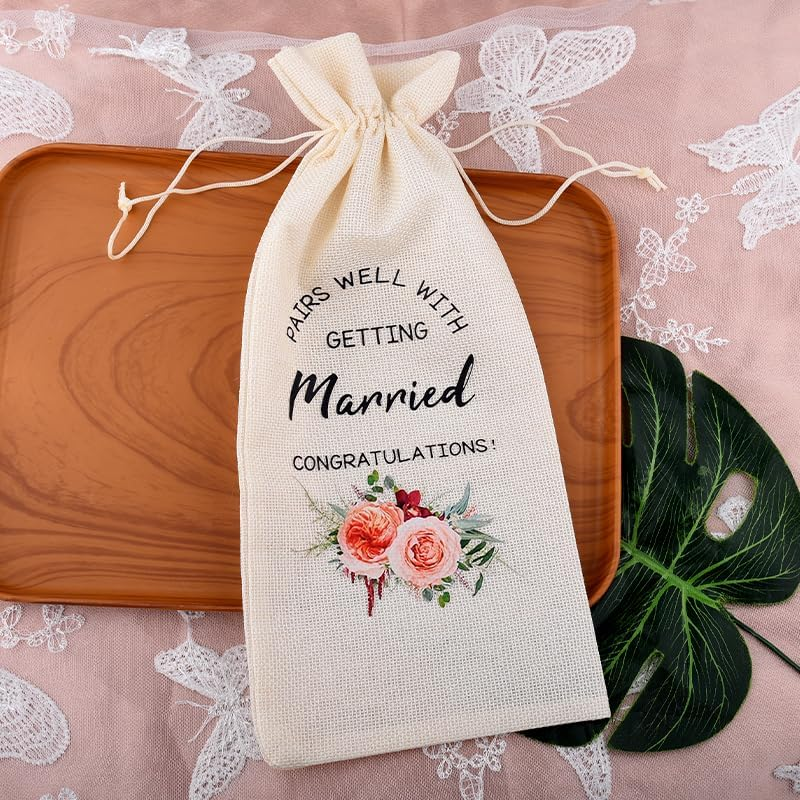 Wedding Gifts for Bride Groom Couple Newly Wed Gifts for Wife Husband Wedding Wine Gift Bag for Newlywed Gifts for Couples Fiancee Fiance Wedding Shower Gifts for Him Her Wedding Stuff Wine Bag - 3:30 Somewhere image number 2