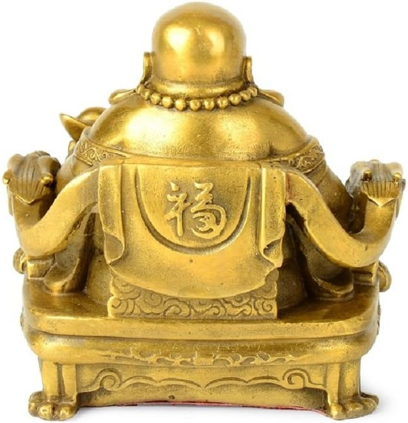 WEALTHCOMING Fengshui Decor Laughing Buddha Statue for Lucky & Happiness, God of Wealth Statue,Brass Buddhist Statues and Sculptures Home Decor Congratulatory Gifts (X-Large) image number 1