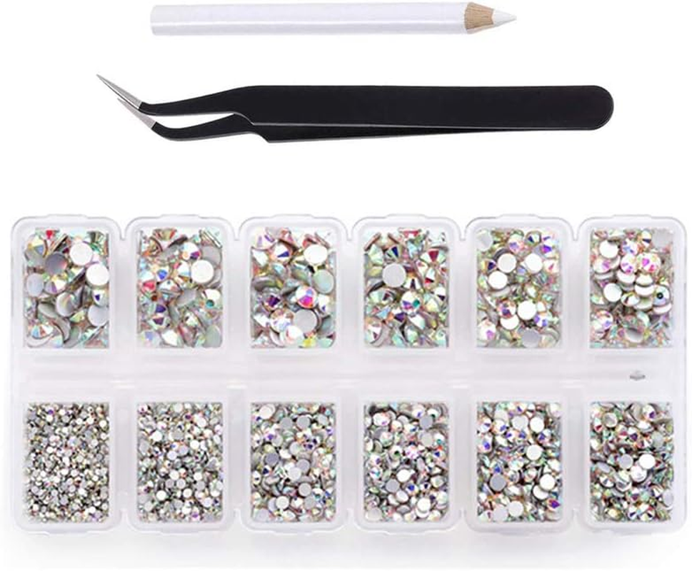 1 Box Nail AB Rhinestones Crystal Nail Art Nail Art Decorations round Crystal Rhinestones Gems DIY Eyes Clothes Craft