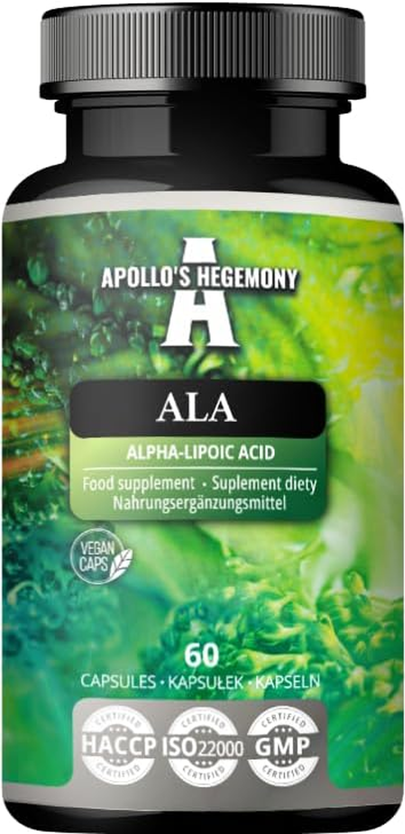 ALA (Alpha Lipoic Acid) 600 Mg - 60 Vegan Capsules - Optimizes Glucose Management - Supports Mitochondrial Health - Two Month Supply - by Apollo'S Hegemony image number 2