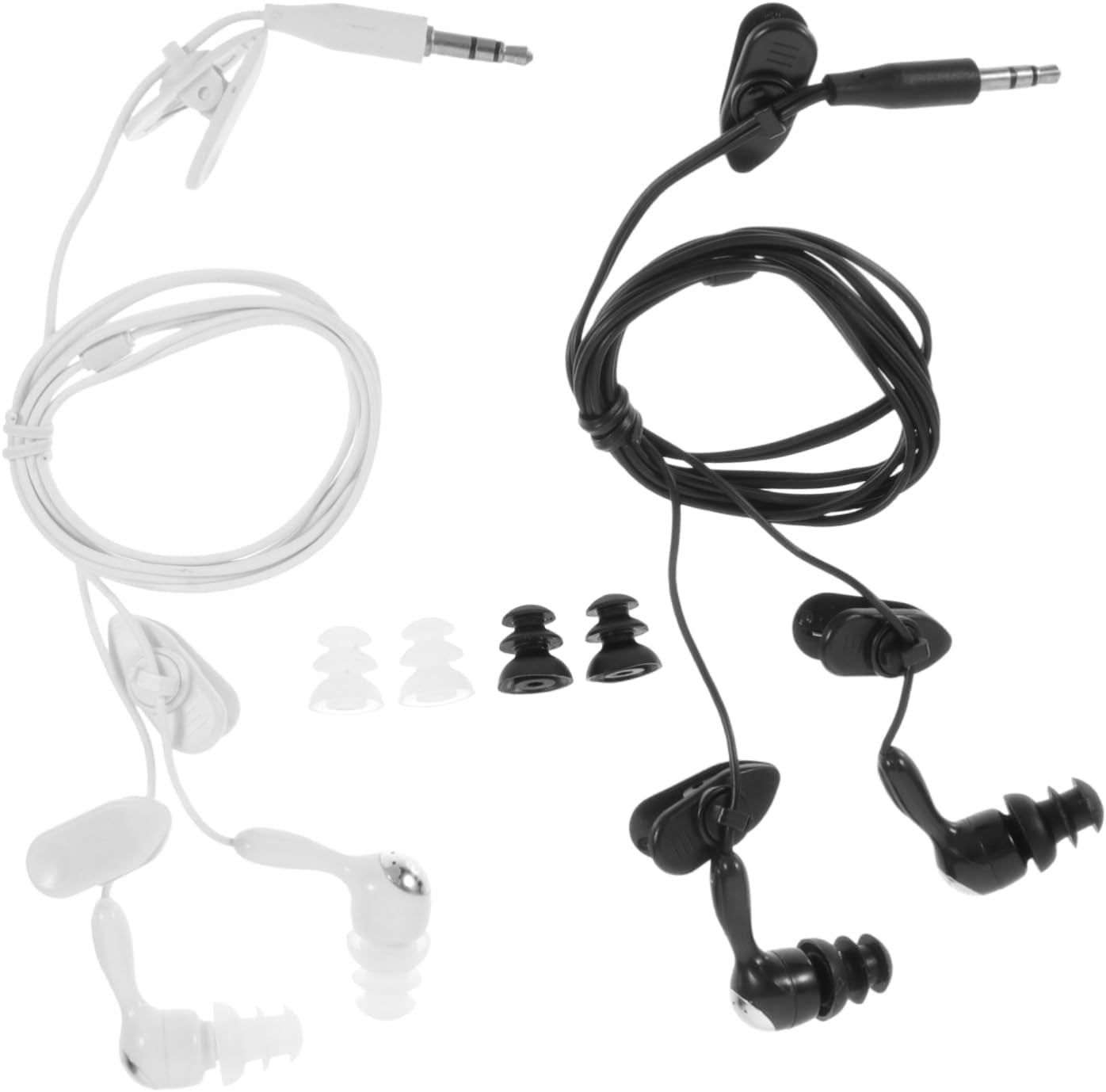 LALAFINA Waterproof Swimming Earphones 2Pcs 3.5Mm Ear Hook In-Ear Earplugs Adult Ear Protector for Bathing and Surfing, Black and White image number 3