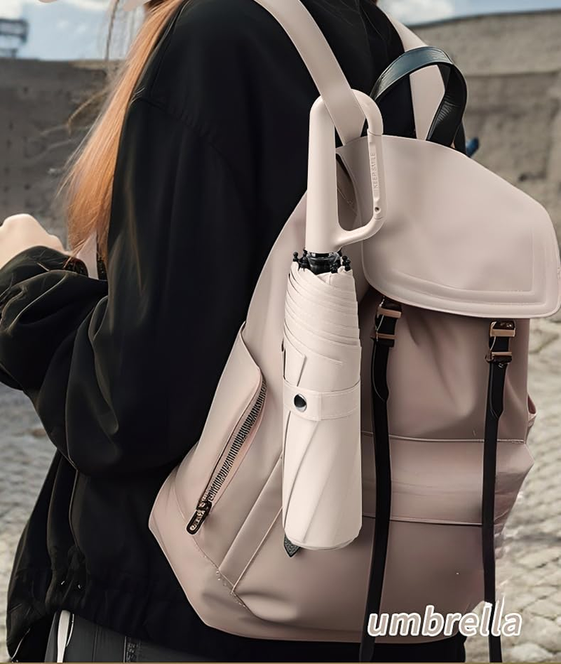 Compact Folding Umbrella Carabiner Handle Coating Layer Fabric Blocking UV Protection 99.9%/Car/Small Travel Backpack/Lightweight Portable/Rain Sun anti UPF 50/Men Women Kids