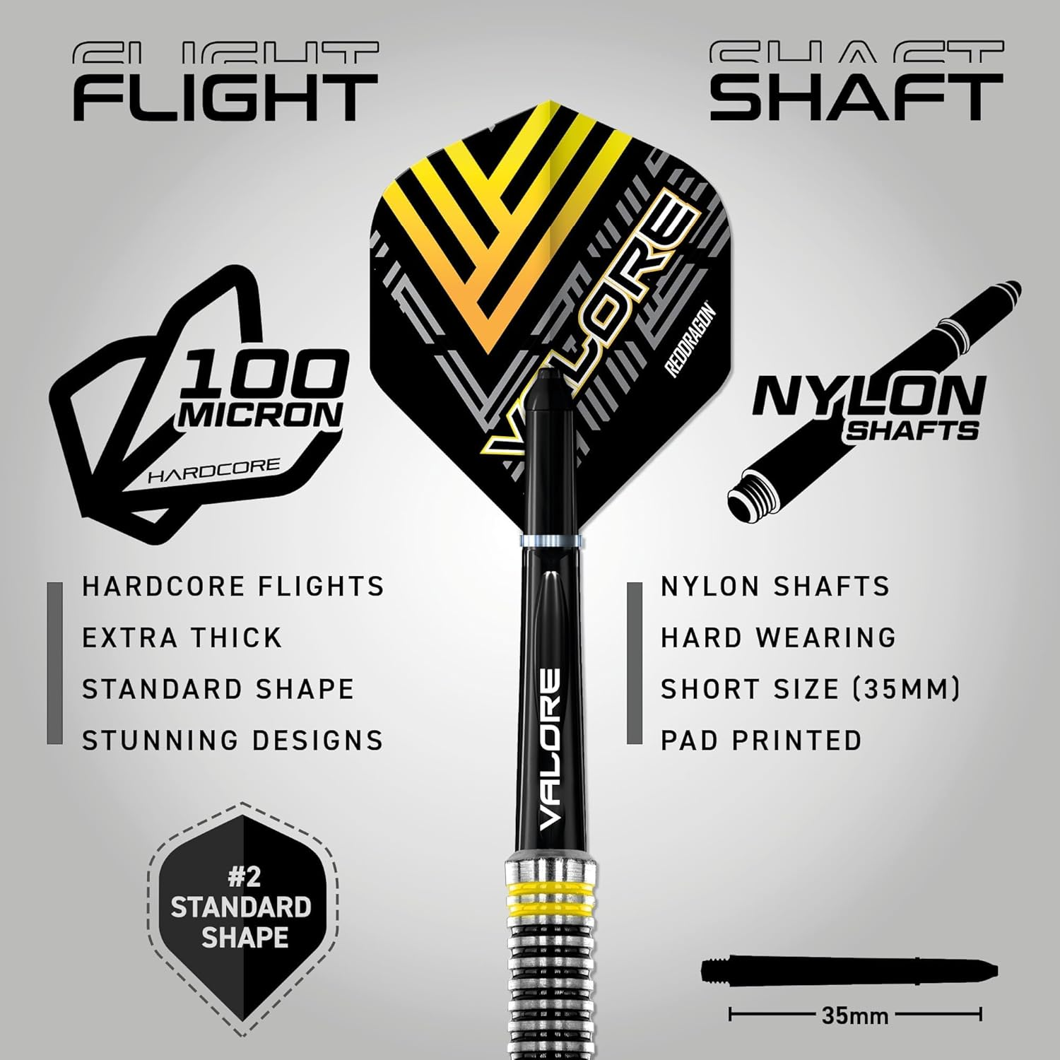 RED DRAGON Valore 22G Brass Steel Tip Darts Set with Dart Flights and Dart Shafts (Stems) Including Darts Wallet image number 3